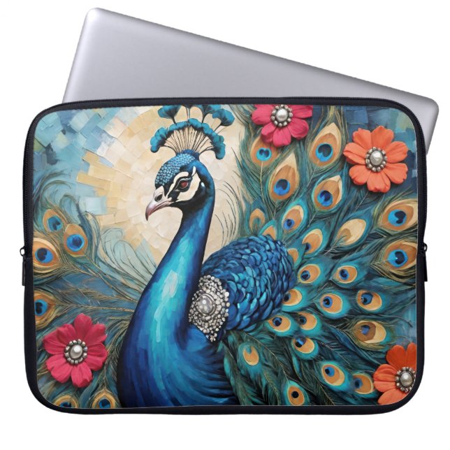 Housse Pour Ordinateur Portable Beau paon Regal avec Gems (Devant)