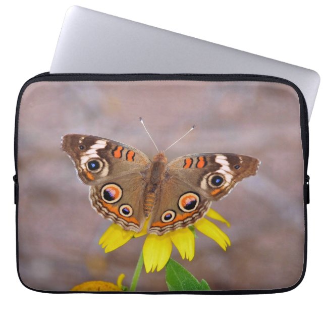 Housse Pour Ordinateur Portable Beau papillon sur Fleur Jaune (Devant)