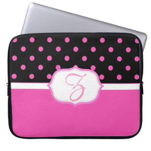 Housse Pour Ordinateur Portable Beau pois mignon, rose doux et noir