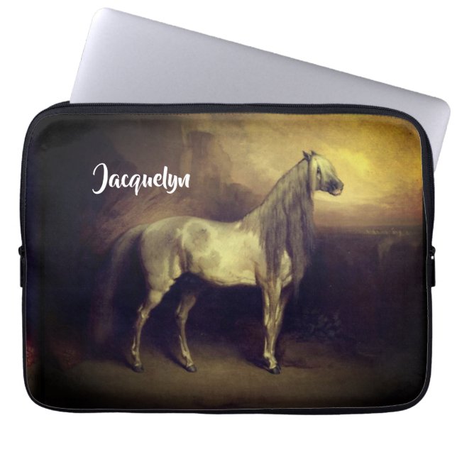 Housse Pour Ordinateur Portable Beau Stallion arabe gris tacheté (Devant)