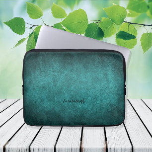 Housse Pour Ordinateur Portable Beau Turquoise Vieux Monde Faux Cuir