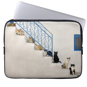 Housse Pour Ordinateur Portable Beaucoup de chats sur un escalier blanc dans un vi