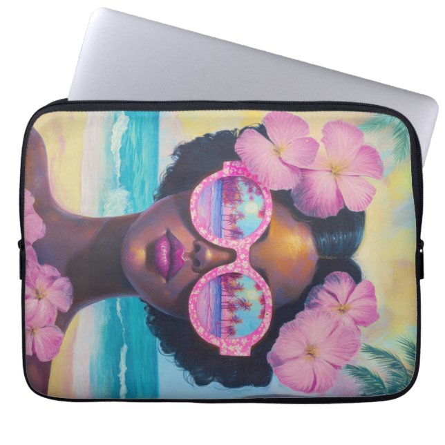 Housse Pour Ordinateur Portable Beauté tropicale dans les tons roses (Devant)