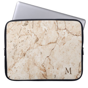 Housse Pour Ordinateur Portable Beige Monographique Et Marbré Brown