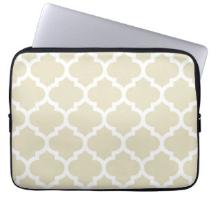 Housse Pour Ordinateur Portable Beige White Moroccan Quatrefoil Pattern #5