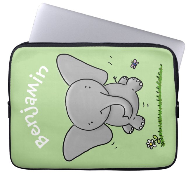 Housse Pour Ordinateur Portable Belle adorable dessin d'éléphant bébé (Devant)