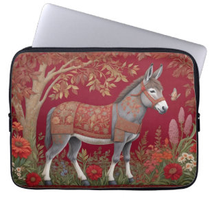 Housse Pour Ordinateur Portable Belle campagne rouge âne gris