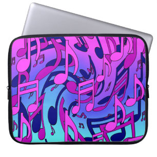 Housse Pour Ordinateur Portable Belle Musique Notes musicales Animées Upbeat Artsy