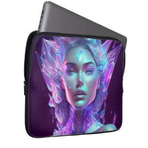 Housse Pour Ordinateur Portable Belle œuvre d'art IA, jolie femme en verre givré
