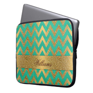 Housse Pour Ordinateur Portable Belle parties scintillant en faux or du chevron zi