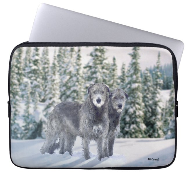 Housse Pour Ordinateur Portable Belle scène Snowy Irish Wolfhound (Devant)