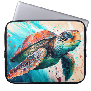 Housse Pour Ordinateur Portable Belle tortue de mer de couleur natation