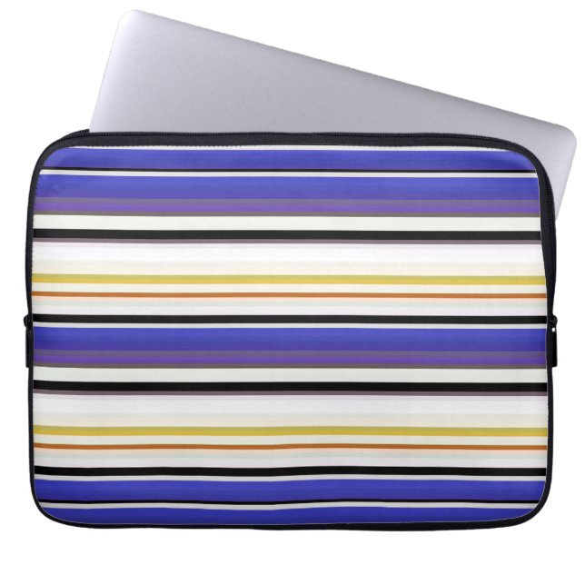 Housse Pour Ordinateur Portable Belles rayures violettes blanches (Devant)
