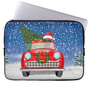 Housse Pour Ordinateur Portable Berger Allemand Conduisant une Voiture dans la Nei