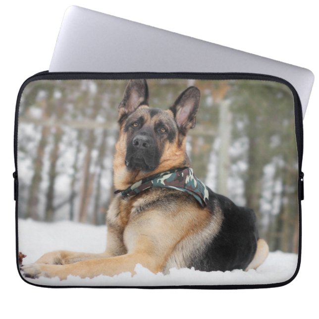 Housse Pour Ordinateur Portable Berger Allemand En Neige (Devant)