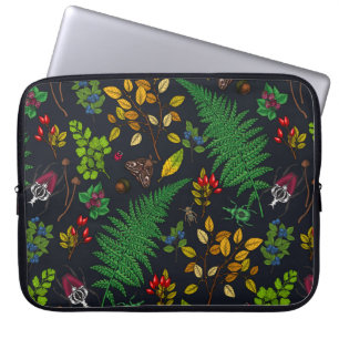 Housse Pour Ordinateur Portable Berries forestières, feuilles et buissons sur grap