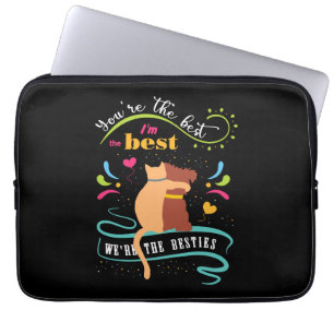 Housse Pour Ordinateur Portable Besties Cat et Chien Drôle Citation