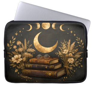 Housse Pour Ordinateur Portable Bibliothèque Mystique Dorée & Art Botanique Boho d