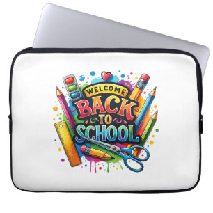 Housse Pour Ordinateur Portable Bienvenue Retour à l'école Premier jour enseignant