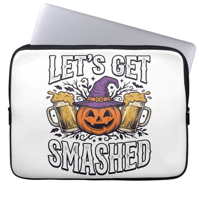 Housse Pour Ordinateur Portable Bièredecitrouille Halloween défonçons-nous (Devant)