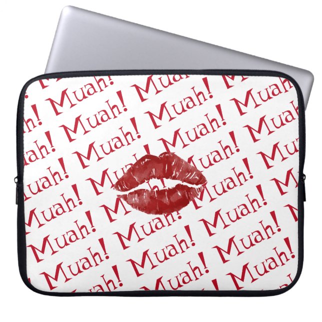 Housse Pour Ordinateur Portable Big Kiss Red Lips Muah (Devant)