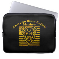 Bison avec fond de drapeau américain
