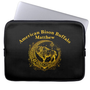 Housse Pour Ordinateur Portable Bison debout dans un croissant floral conception l