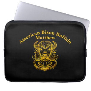 Housse Pour Ordinateur Portable Bison tenant un Citrouille dans une illustration d