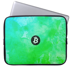 Housse Pour Ordinateur Portable Bitcoin Aquarelle (Style $ - Green Day)