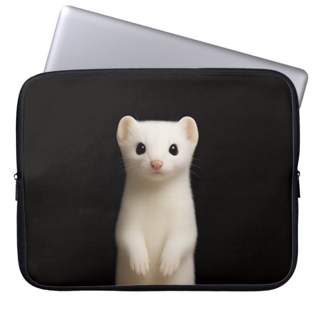 Housse Pour Ordinateur Portable Black 4 Luxe Laptop Sleeve, Stylish Ermine (Devant)