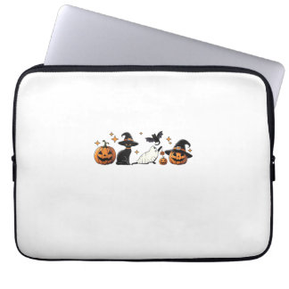 Housse Pour Ordinateur Portable Black Cat Halloween Pumpkin Boo Ghost Witch Spooky