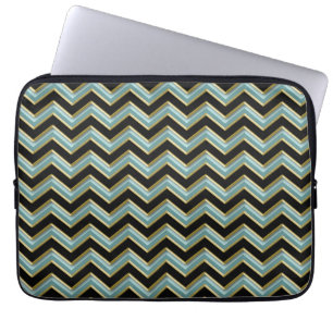 Housse Pour Ordinateur Portable Black Gold Turquoise ZigZag