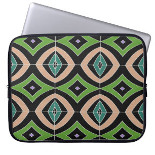 Housse Pour Ordinateur Portable Black Green Blue Diamants African Print