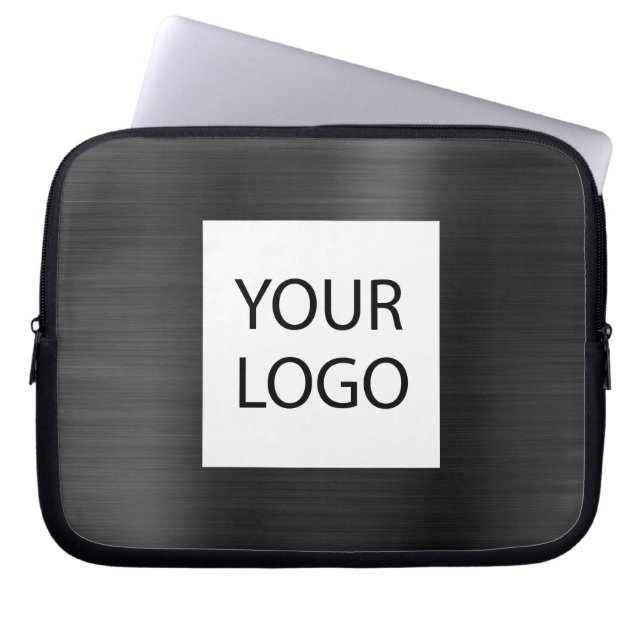 Housse Pour Ordinateur Portable Black Metallic - Logo Personnalisé Promotionnel (Devant)