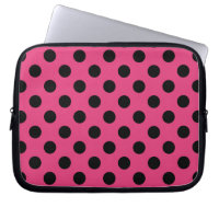 Black polka dots on fuchsia