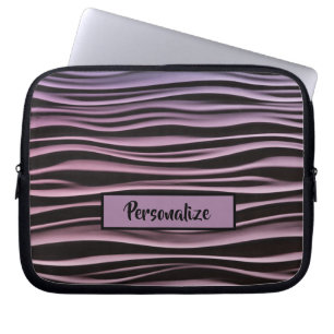 Housse Pour Ordinateur Portable Black Purple Moderne Tech Waves Personnaliser