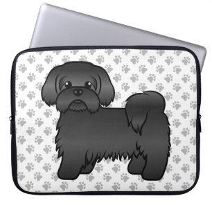 Housse Pour Ordinateur Portable Black Shih Tzu Cute Cartoon Dog Illustration