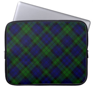 Housse Pour Ordinateur Portable Black Watch Tartan bleu vert Plaid