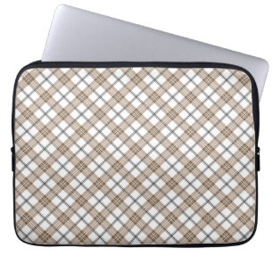 Housse Pour Ordinateur Portable Blanc beige noir diagonale lumière à damiers motif