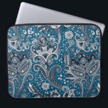 Housse Pour Ordinateur Portable Blanc rouge et bleu Floral Paisley Bohemian Boho<br><div class="desc">Conception personnalisée</div>