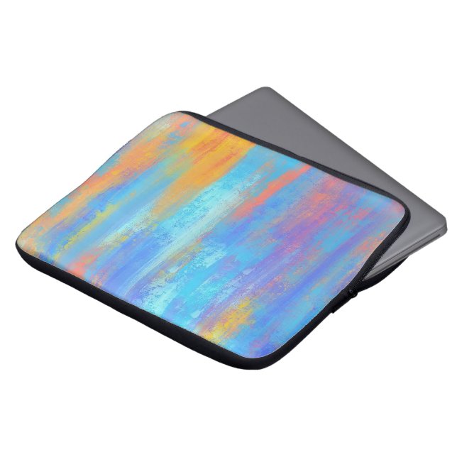 Housse Pour Ordinateur Portable Bleu Abstrait et orange (Devant haut)