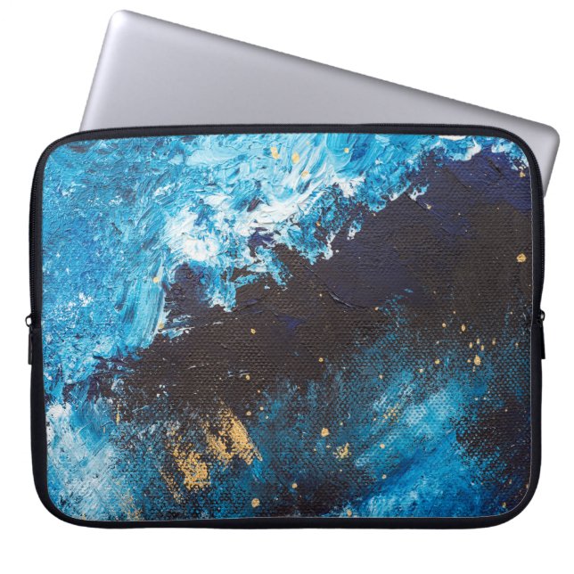 Housse Pour Ordinateur Portable Bleu acrylique, peinture du ciel étoilé. (Devant)