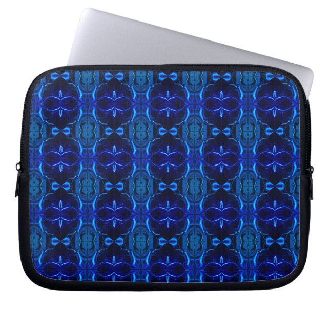 Housse Pour Ordinateur Portable Bleu avec des traits 'flottants' entrelacés (Devant)