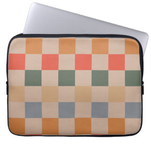 Housse Pour Ordinateur Portable Bleu Beige Orange Brown À damiers En vichy Motif