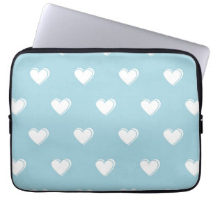 Housse Pour Ordinateur Portable Bleu blanc mignon simple Motif de coeur