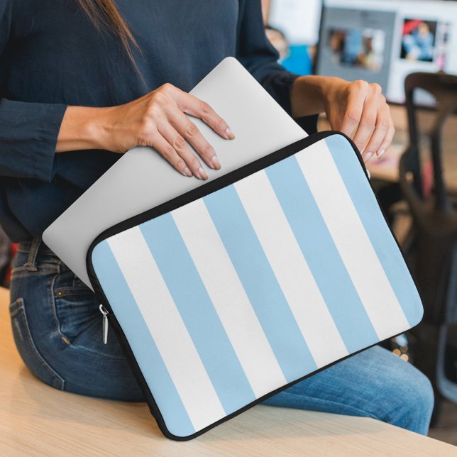 Housse Pour Ordinateur Portable Bleu, Blancs, Motif rayé (Créateur téléchargé)