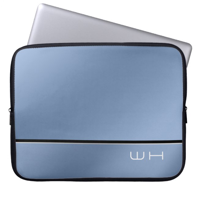 Housse Pour Ordinateur Portable Bleu d'entreprise moderne chic (Devant)