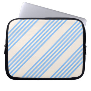 Housse Pour Ordinateur Portable Bleu et beige cinq rayures motif