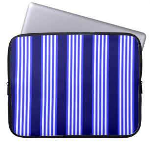 Housse Pour Ordinateur Portable Bleu et blanc cinq bandes motif