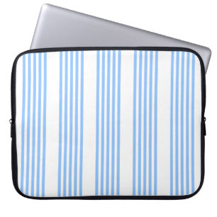 Housse Pour Ordinateur Portable Bleu et blanc cinq bandes motif